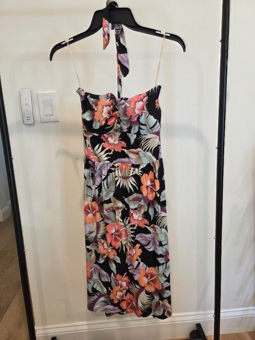 Tropical Mini Dress Tie Around Neck